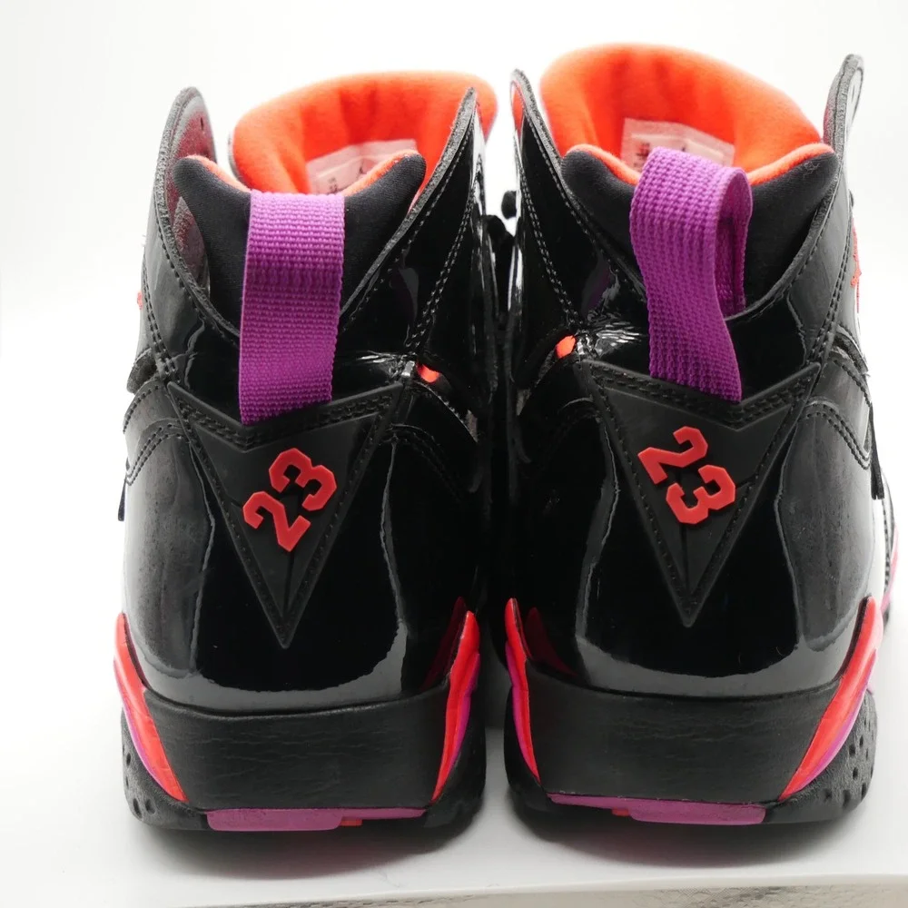 Nike Air Jordan 7 Retro Black Patent Gloss Crimson 313358-006 Women Size 12